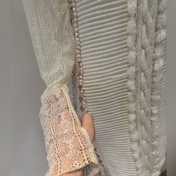 Byron Lars ivory knit and lace bodycon sweater dress 8 - Picture 5 of 10